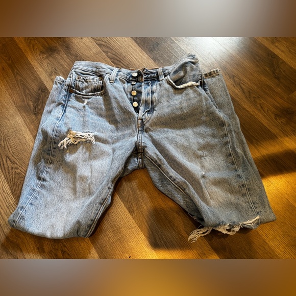 Levi's Light Blue Denim 501 short 90’s vintage distressed button fly size 27 - Picture 6 of 16